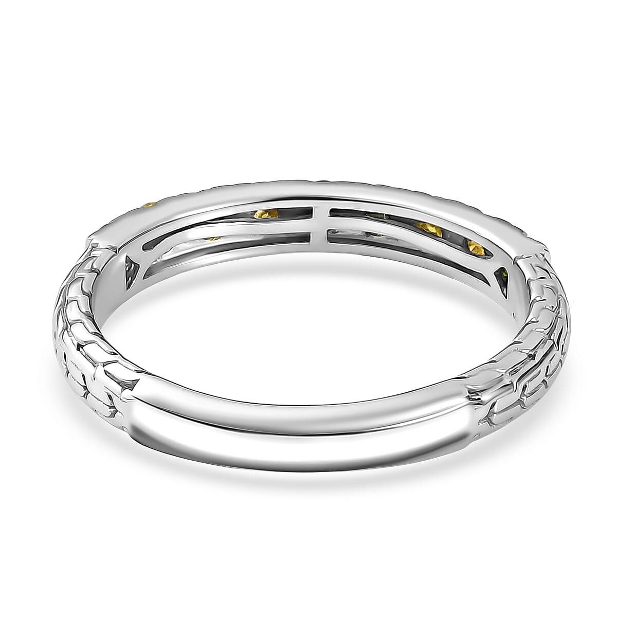 D'Joy Multi Diamond Ring in Rhodium Overlay Sterling Silver 0.58 Ct.