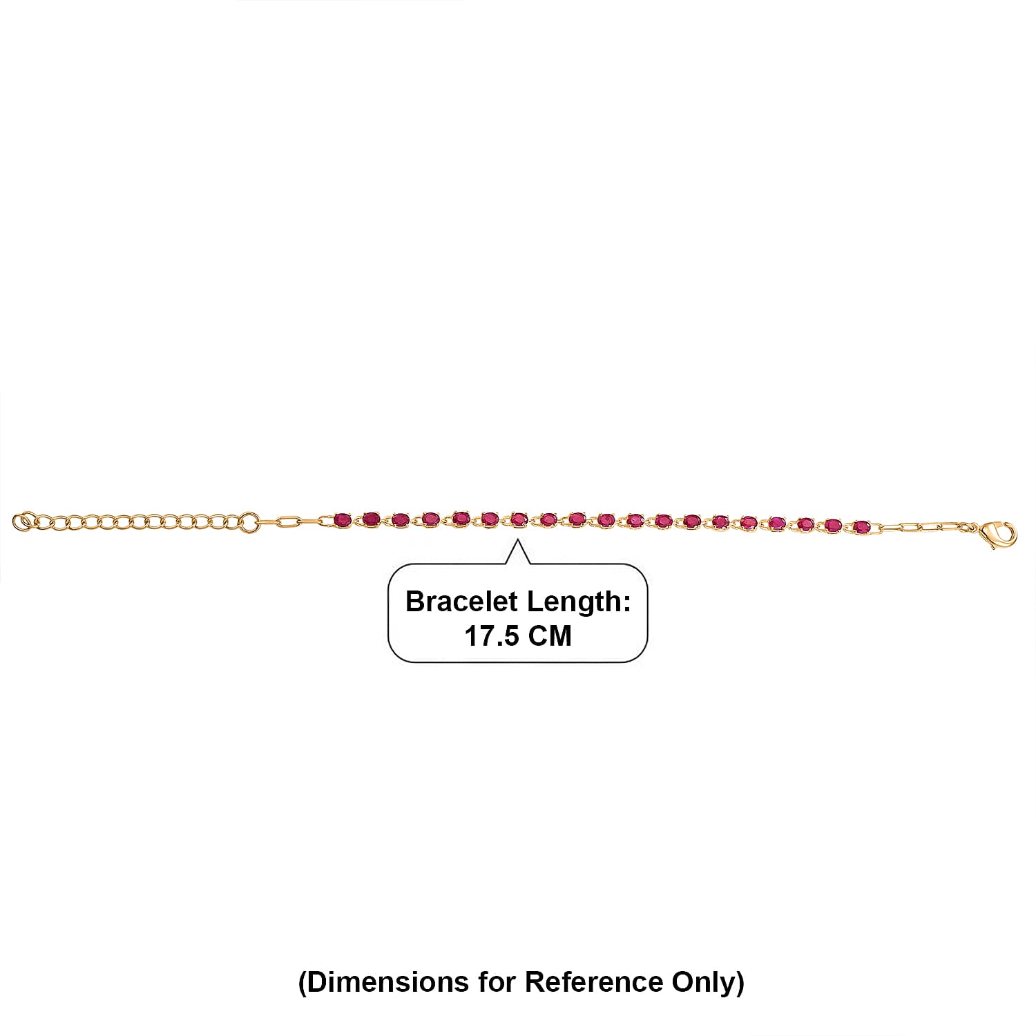 EverTrue - African Ruby Tennis Bracelet (Size - 7-2 Ext) with Lobster Clasp in Yellow Gold Tone 5.22 Ct.