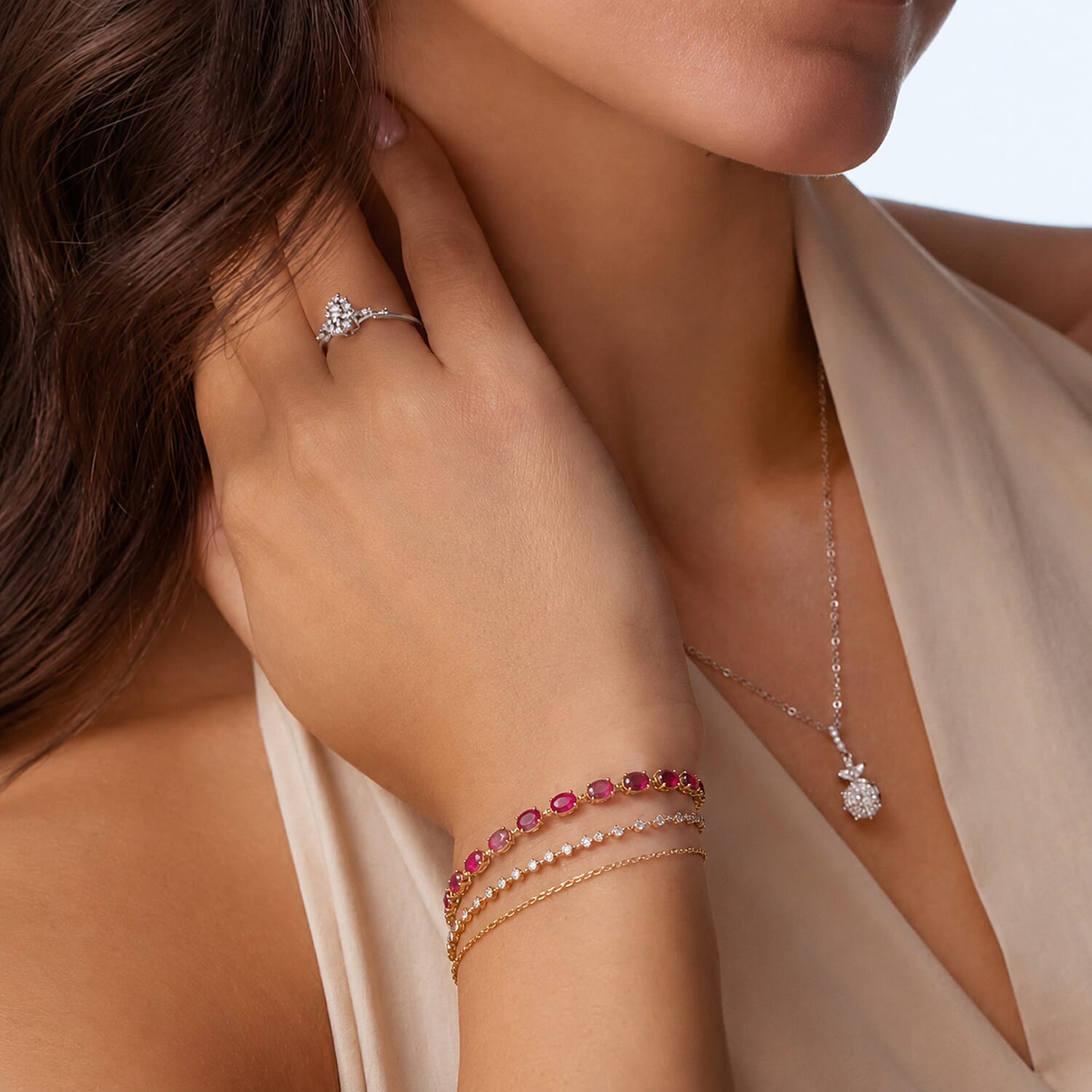 African Ruby Tennis Bracelet (Size - 7-2 Ext) with Lobster Clasp  5.22 Ct.