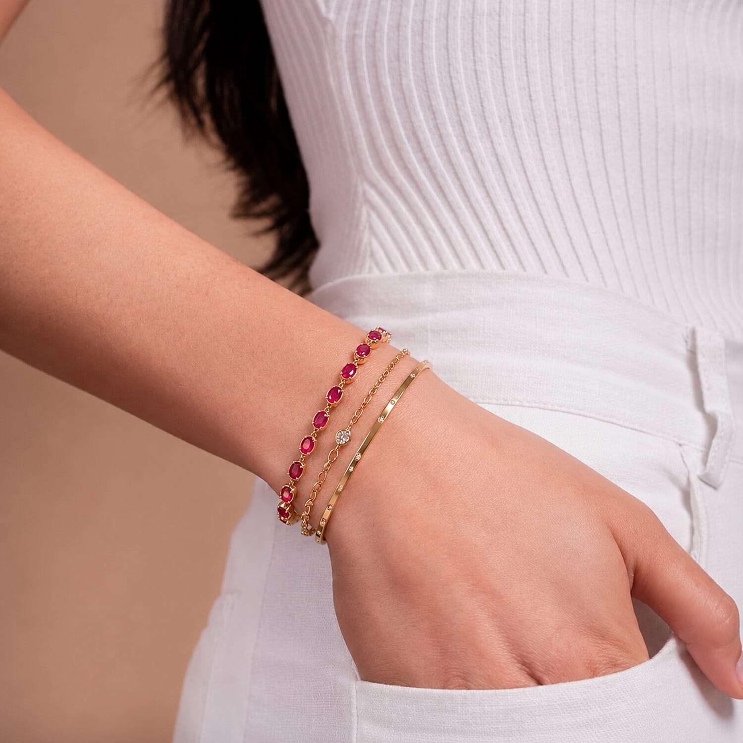 African Ruby Tennis Bracelet (Size - 7-2 Ext) with Lobster Clasp  5.22 Ct.