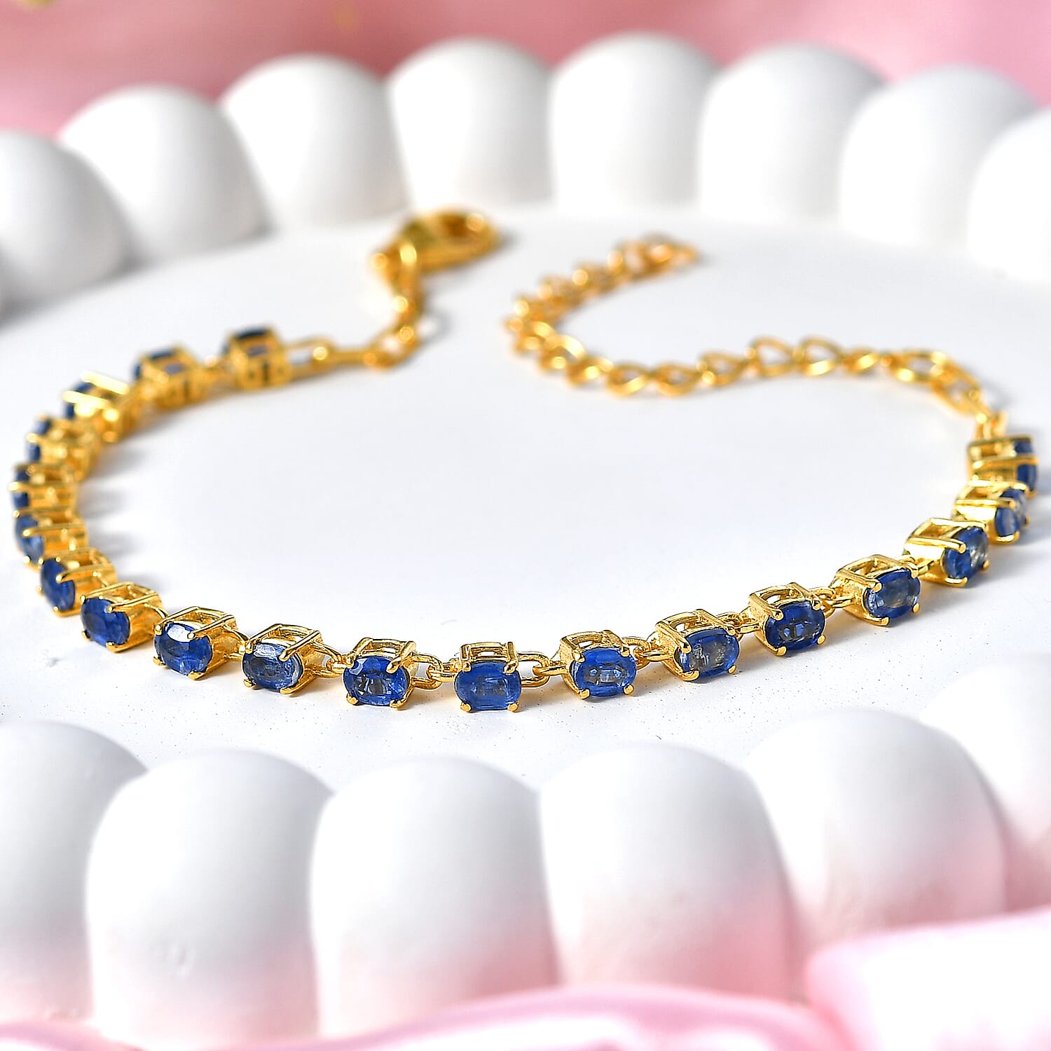 EverTrue - Kyanite Tennis Bracelet (Size - 7-2 Ext) in Yellow Gold Tone 4.84 Ct.
