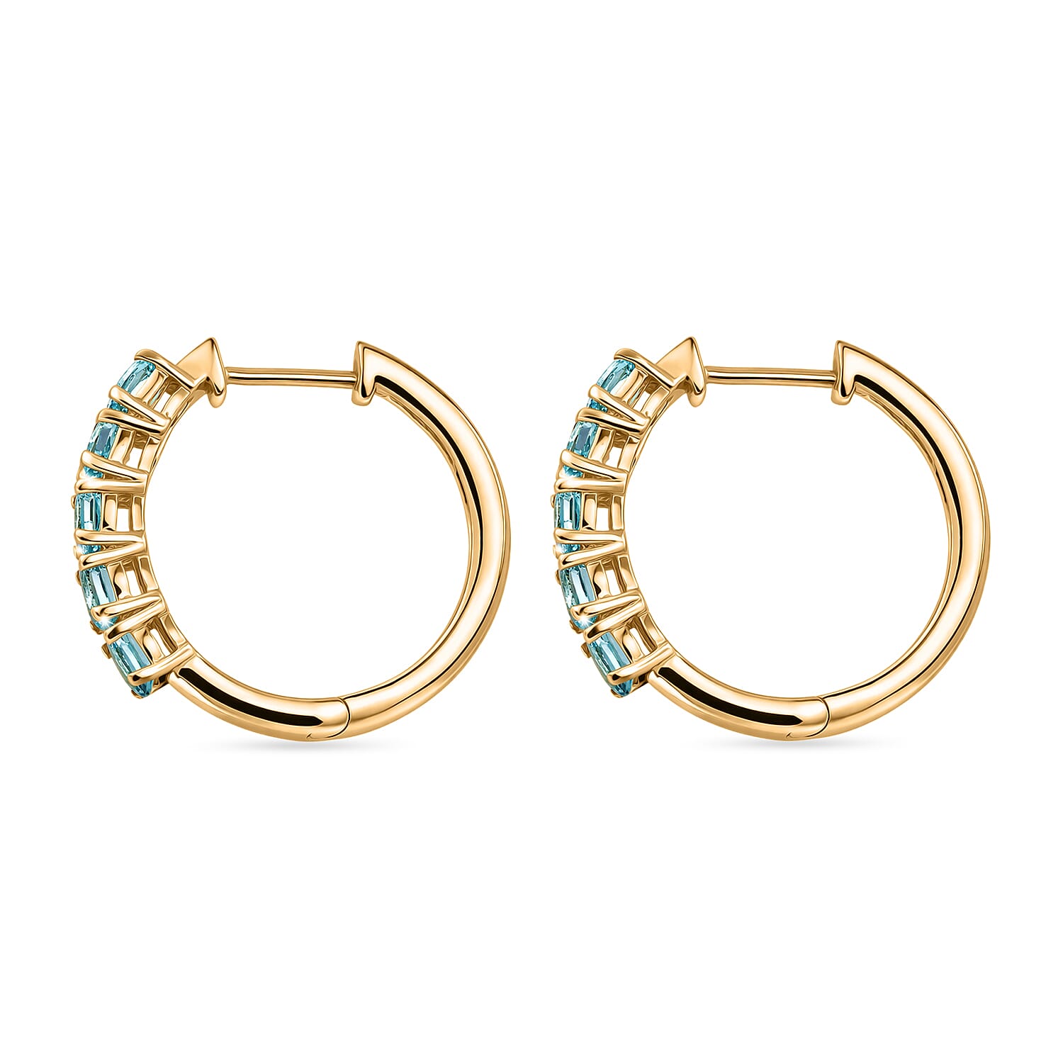 EverTrue - Blue Apatite Hoop Earring in Yellow Gold Tone 2.20 Ct.