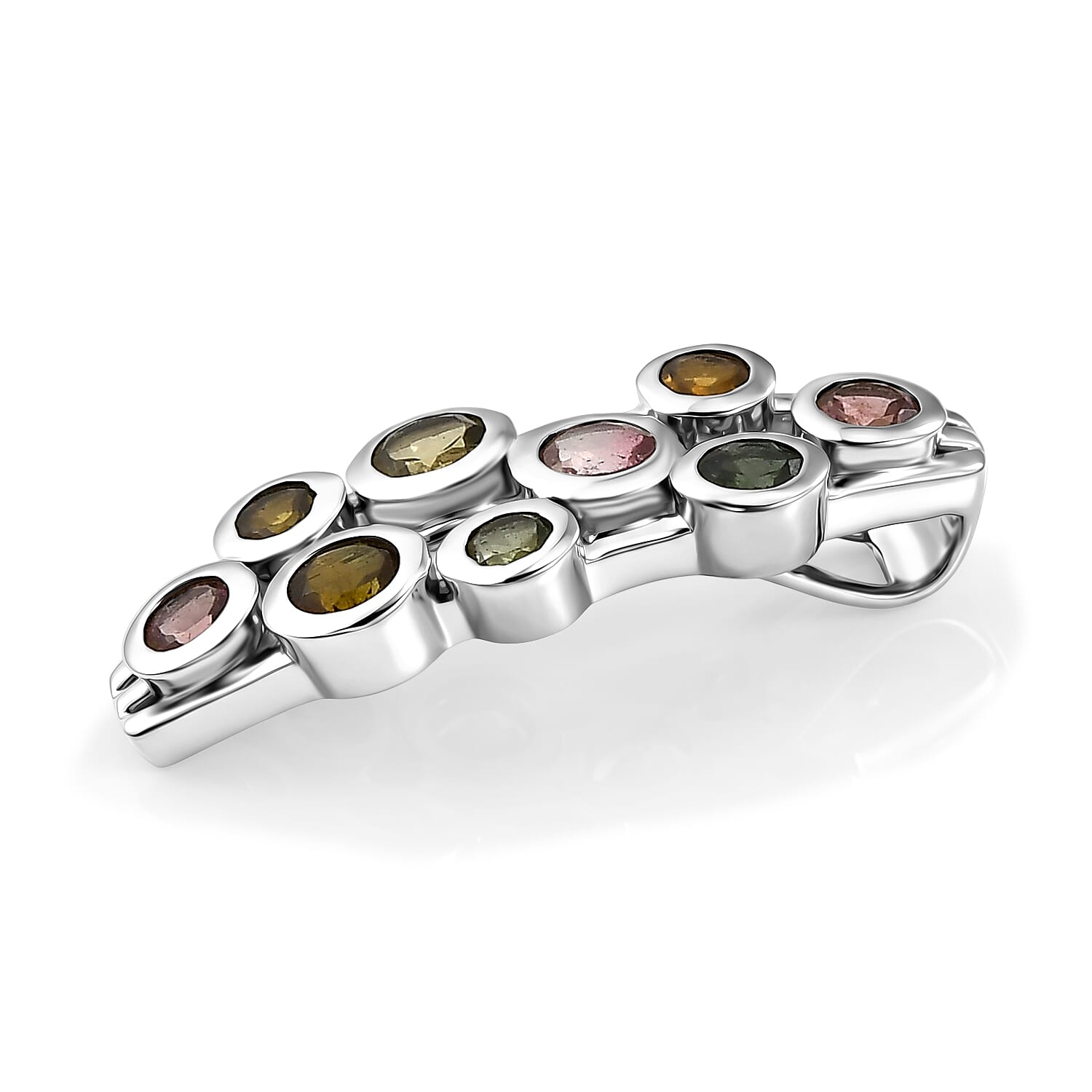 D'Joy - Multi-Tourmaline Pendant in Rhodium Overlay Sterling Silver  1.75 Ct.