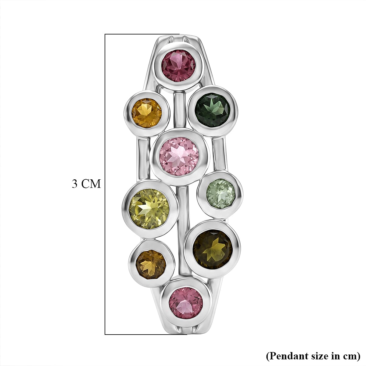 D'Joy - Multi-Tourmaline Pendant in Rhodium Overlay Sterling Silver  1.75 Ct.