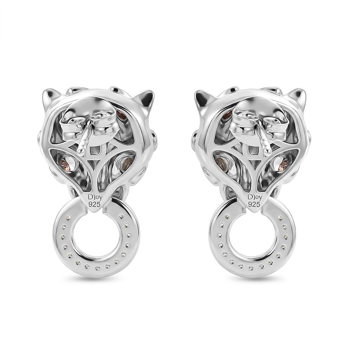 D'Joy - Multi-Tourmaline, Natural Chrome Diopside & White Zircon Living Creature Earring with Push Post in Rhodium Overlay Sterling Silver 1.20 Ct.