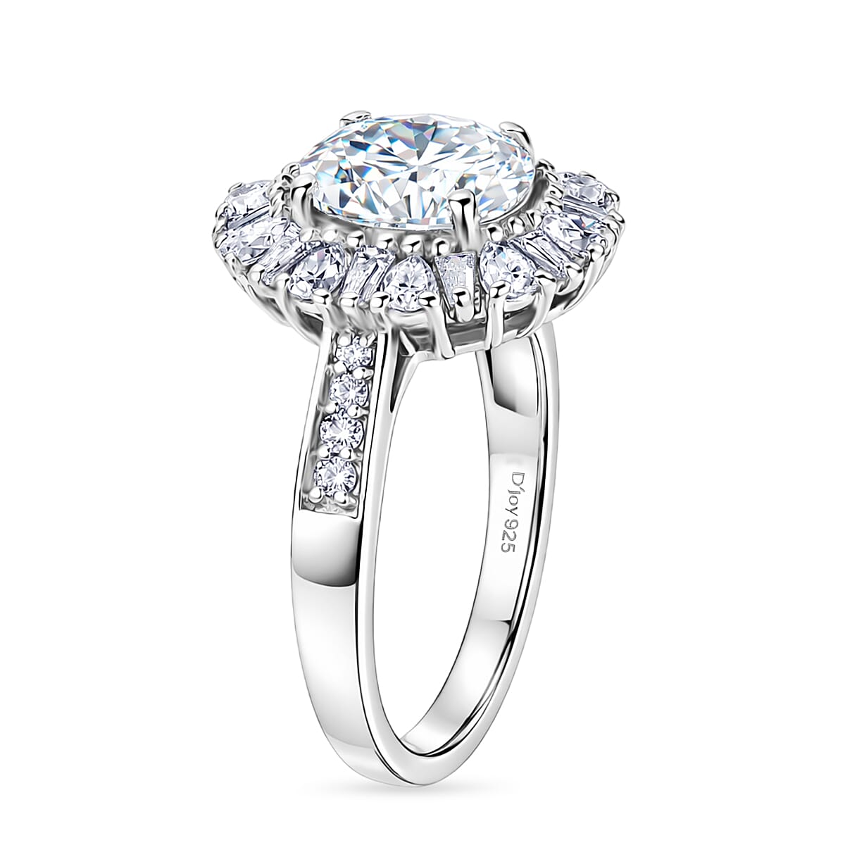 D'Joy - Moissanite Halo Ring in Rhodium Overlay Sterling Silver 2.81 Ct.