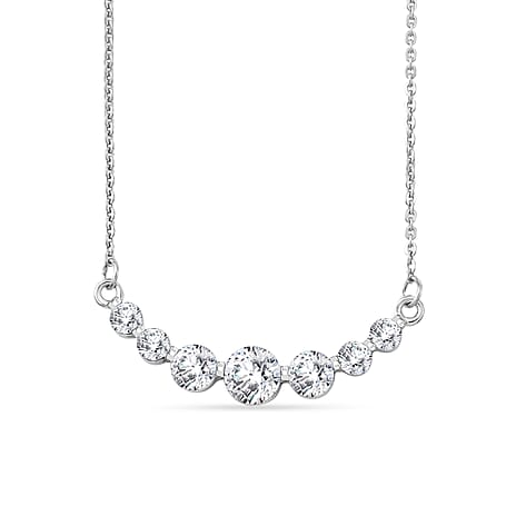 D'Joy - Moissanite Necklace (Size - 20) with Lobster Clasp in Platinum Overlay Sterling Silver 1.20 Ct.