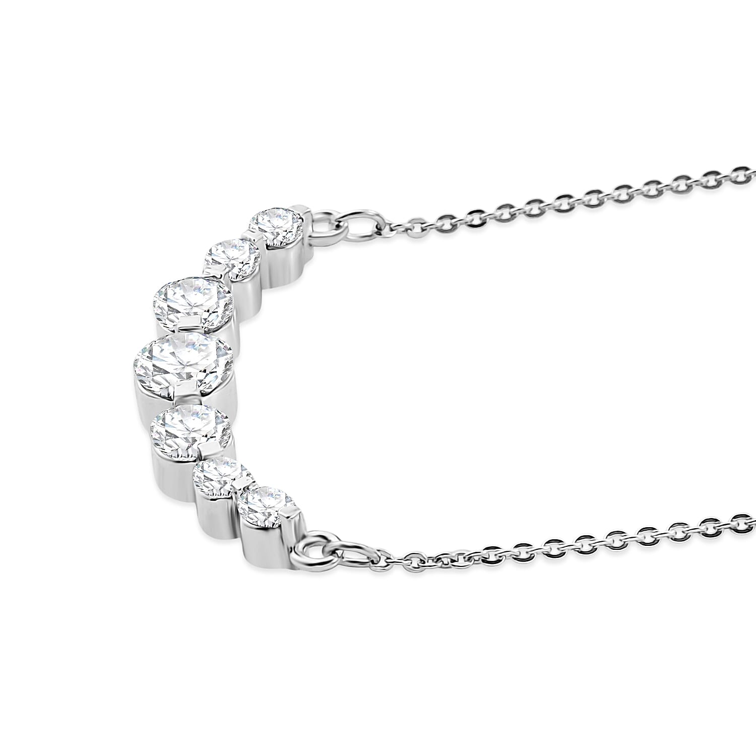 D'Joy - Moissanite Necklace (Size - 20) with Lobster Clasp in Platinum Overlay Sterling Silver 1.20 Ct.