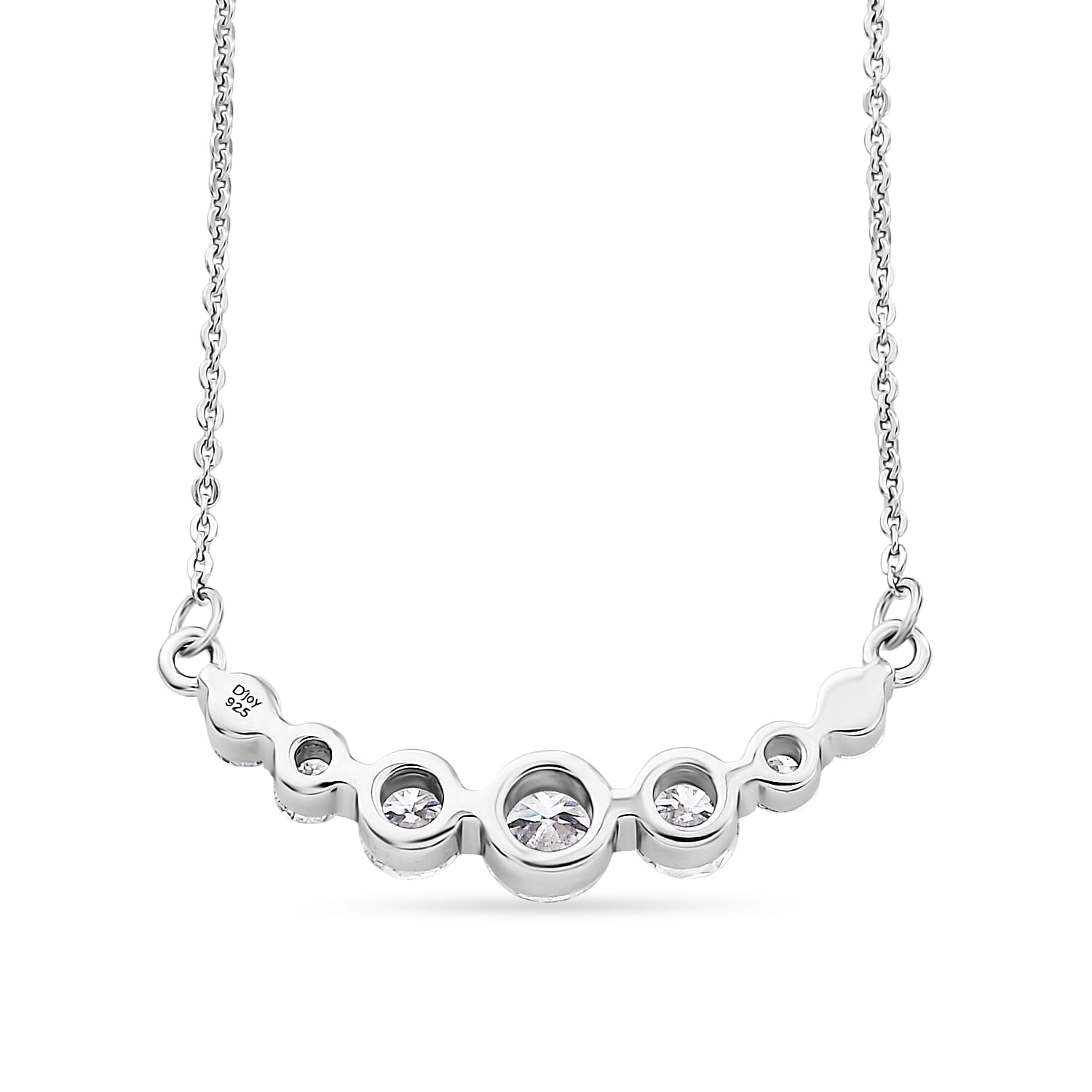 D'Joy - Moissanite Necklace (Size - 20) with Lobster Clasp in Platinum Overlay Sterling Silver 1.20 Ct.