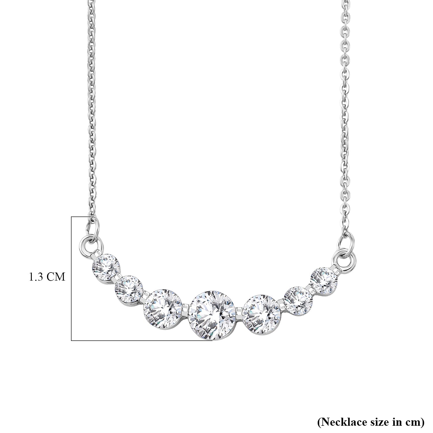 D'Joy - Moissanite Necklace (Size - 20) with Lobster Clasp in Platinum Overlay Sterling Silver 1.20 Ct.