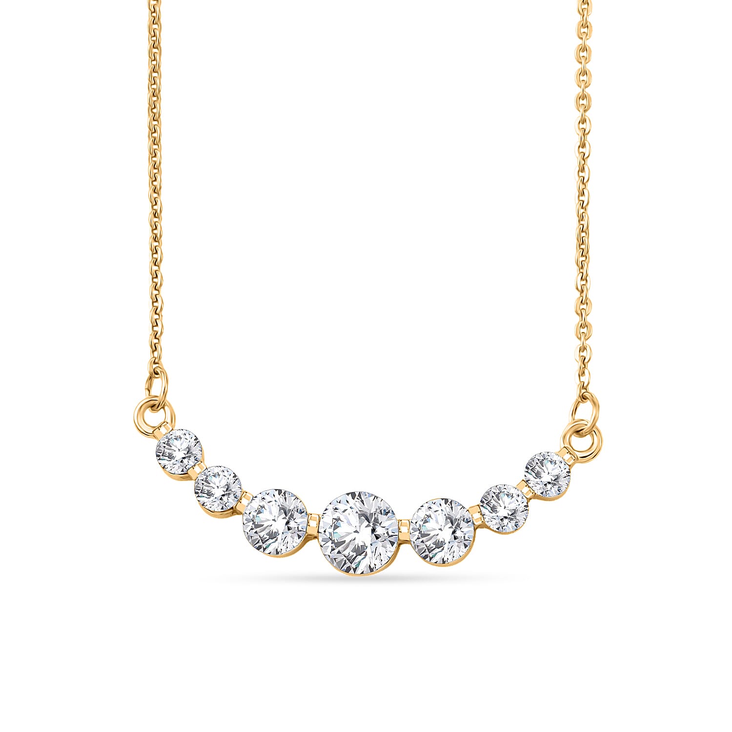 D'Joy - Moissanite Necklace (Size - 20) in Yellow Gold Plated Sterling Silver 1.20 Ct.