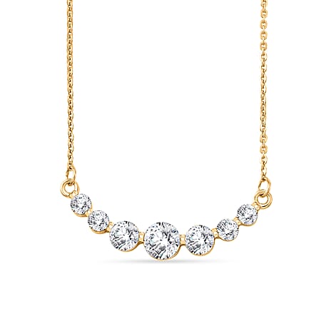 D'Joy - Moissanite Necklace (Size - 20) in Yellow Gold Plated Sterling Silver 1.20 Ct.
