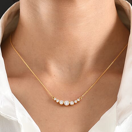 D'Joy - Moissanite Necklace (Size - 20) in Yellow Gold Plated Sterling Silver 1.20 Ct.