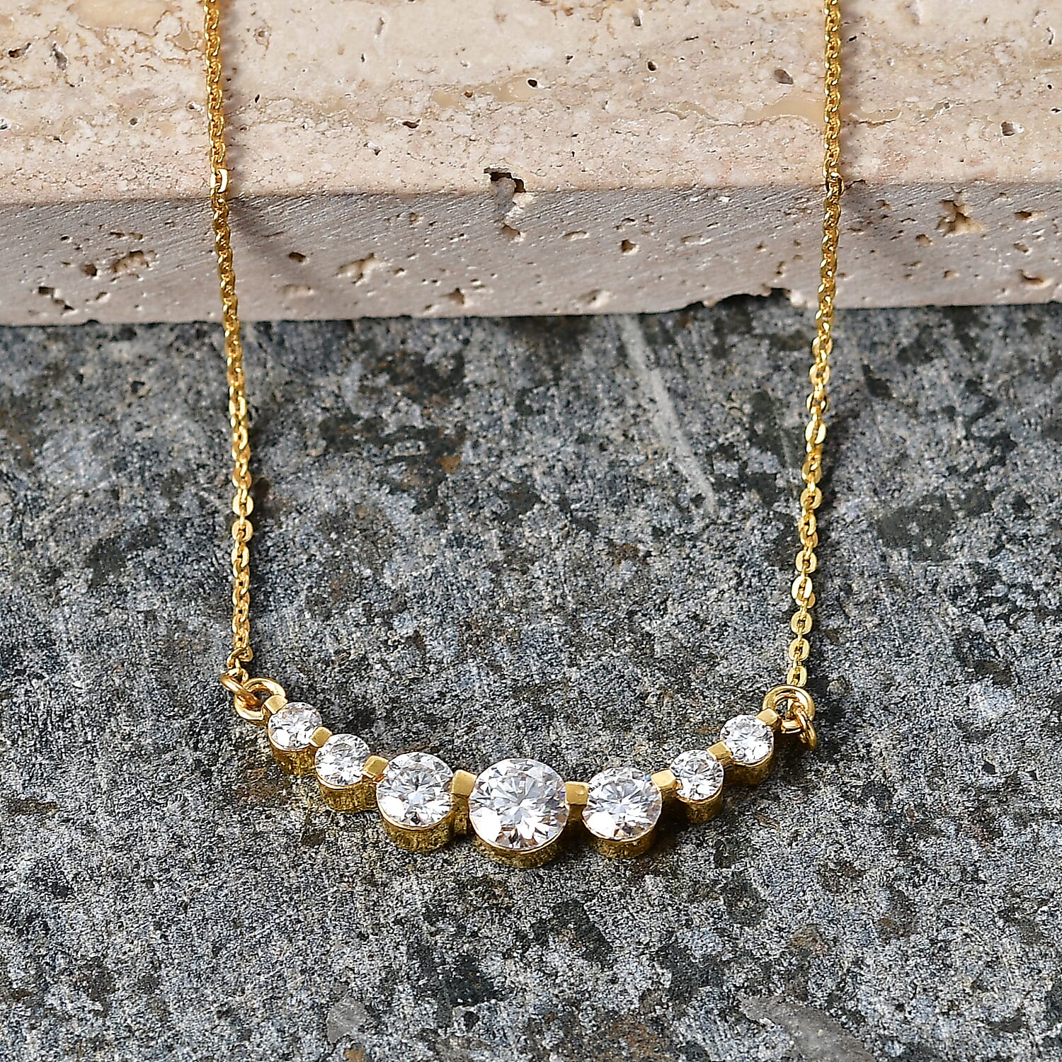 D'Joy - Moissanite Necklace (Size - 20) in Yellow Gold Plated Sterling Silver 1.20 Ct.