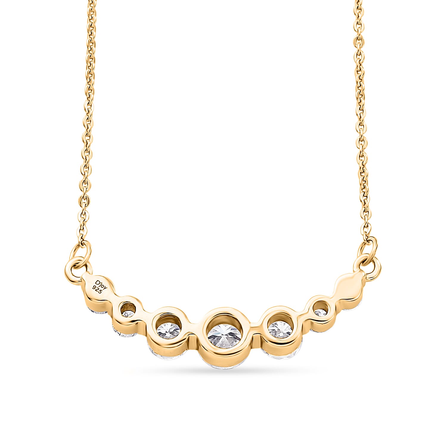 D'Joy - Moissanite Necklace (Size - 20) in Yellow Gold Plated Sterling Silver 1.20 Ct.