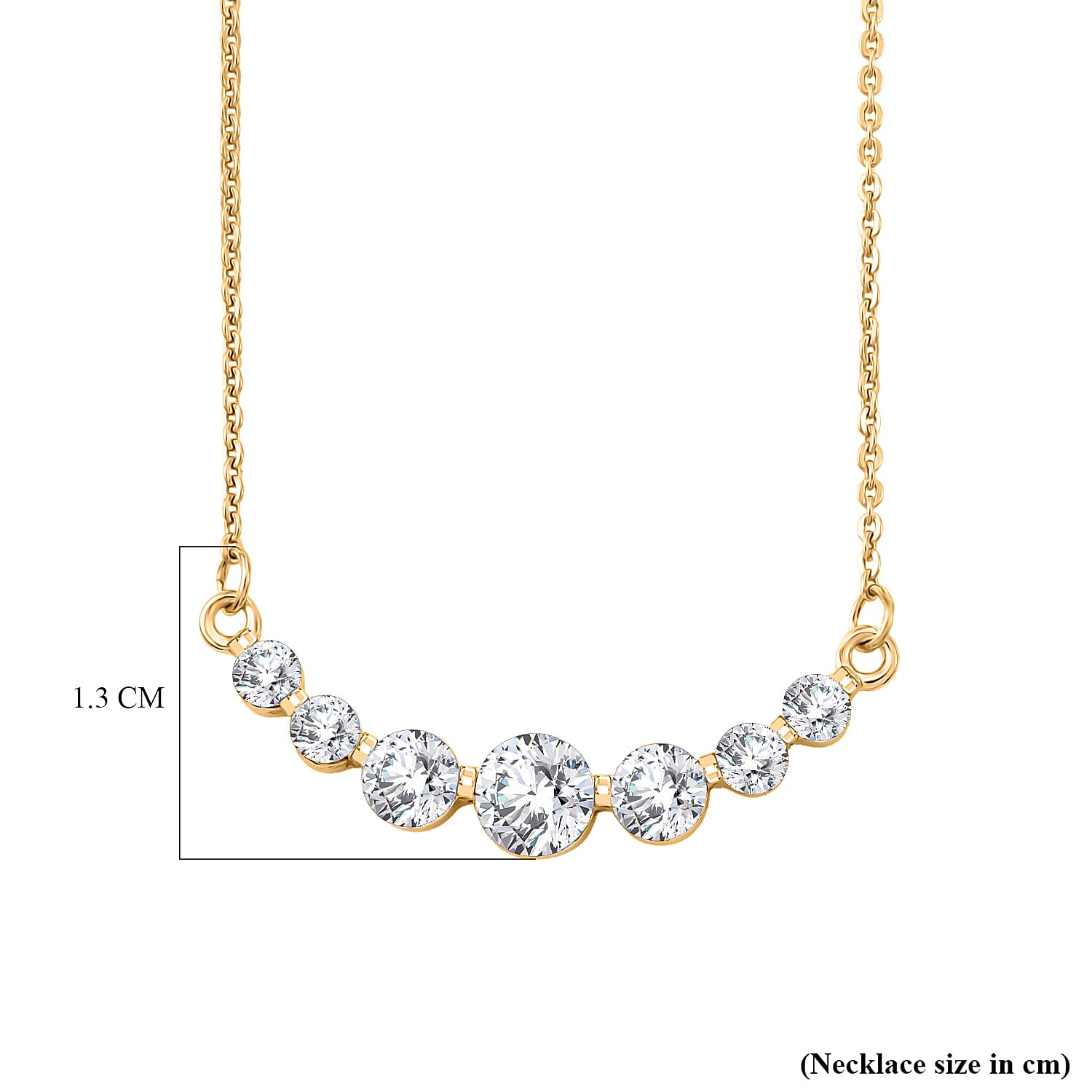 D'Joy - Moissanite Necklace (Size - 20) in Yellow Gold Plated Sterling Silver 1.20 Ct.