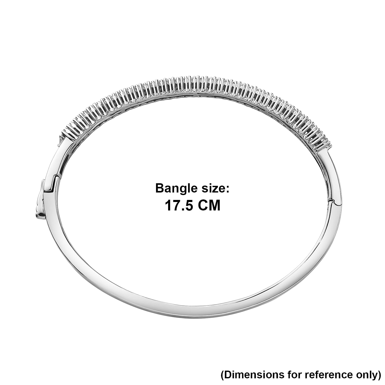 D'Joy - Moissanite Full Bangle (Size - 7.5) in Rhodium Overlay Sterling Silver 2.20 Ct, Silver Wt. 16.70 Gms