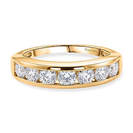 D'Joy - Moissanite Half Eternity Band Ring in Yellow Gold Plated Sterling Silver 1.65 Ct.