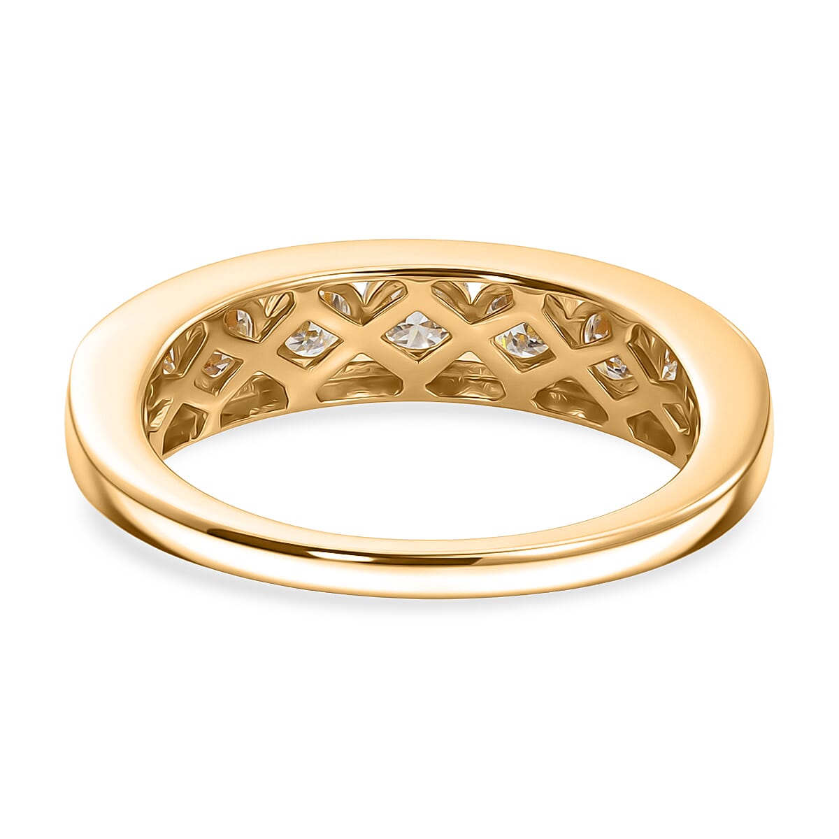 D'Joy - Moissanite Half Eternity Band Ring in Yellow Gold Plated Sterling Silver 1.65 Ct.