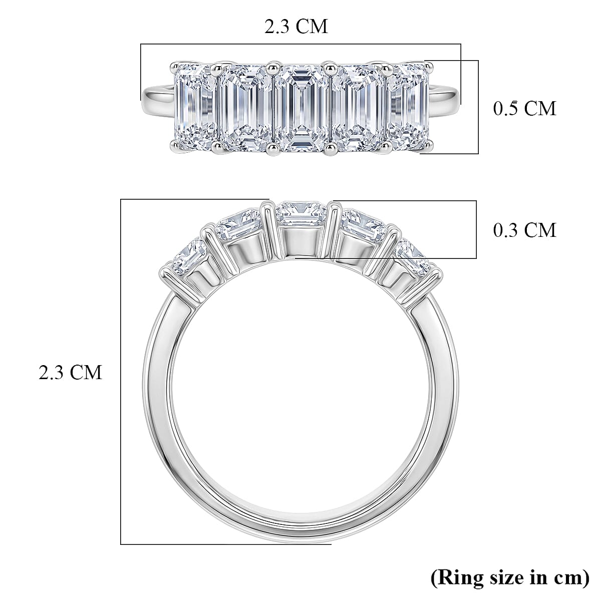 D'Joy - Moissanite 5 Stone Ring in Sterling Silver 1.37 Ct.