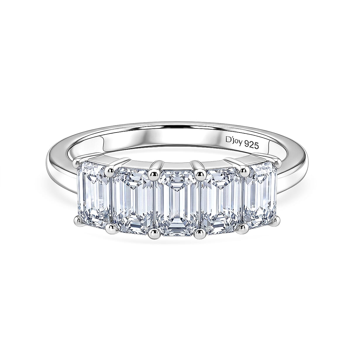 D'Joy - Moissanite 5 Stone Ring in Platinum Overlay Sterling Silver  1.37 Ct.