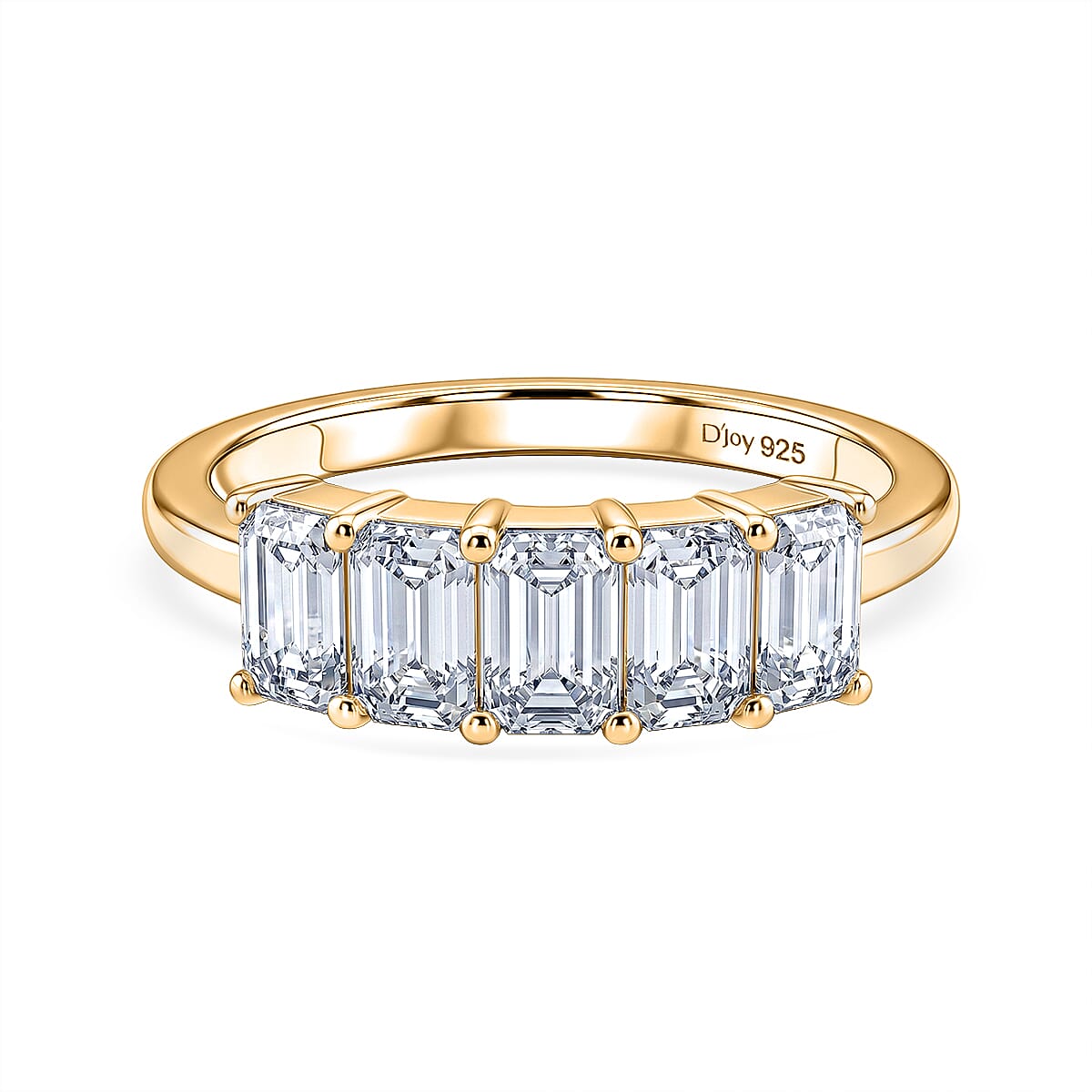 D'Joy - Moissanite 5 Stone Ring in Yellow Gold Plated Sterling Silver  1.37 Ct.