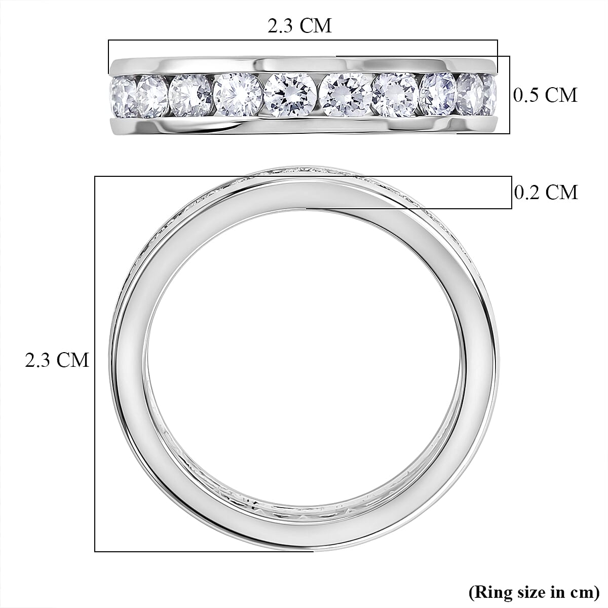 D'Joy - Moissanite Full Eternity Band Ring in Sterling Silver 2.10 Ct.