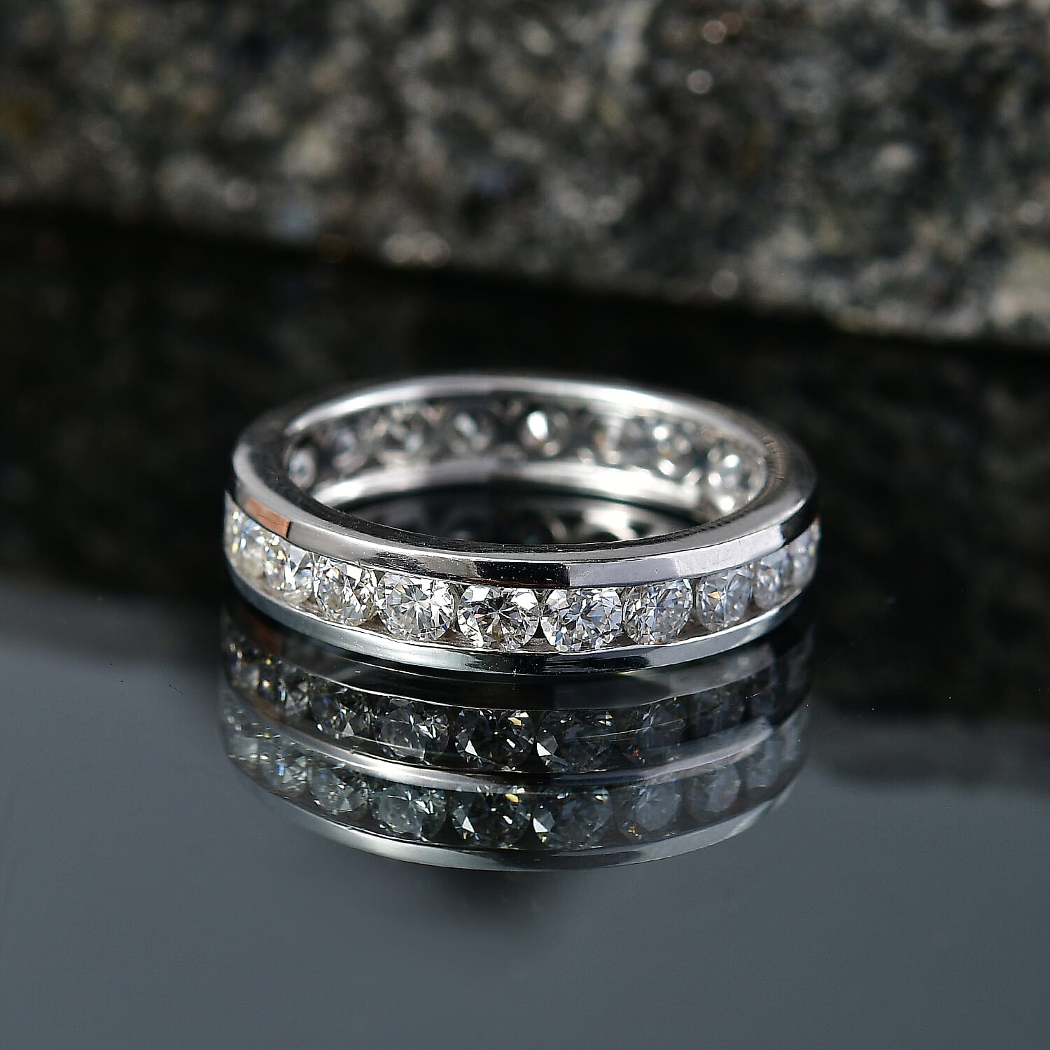 D'Joy Moissanite Ring in Platinum OverlaySterling Silver  2.200  Ct.