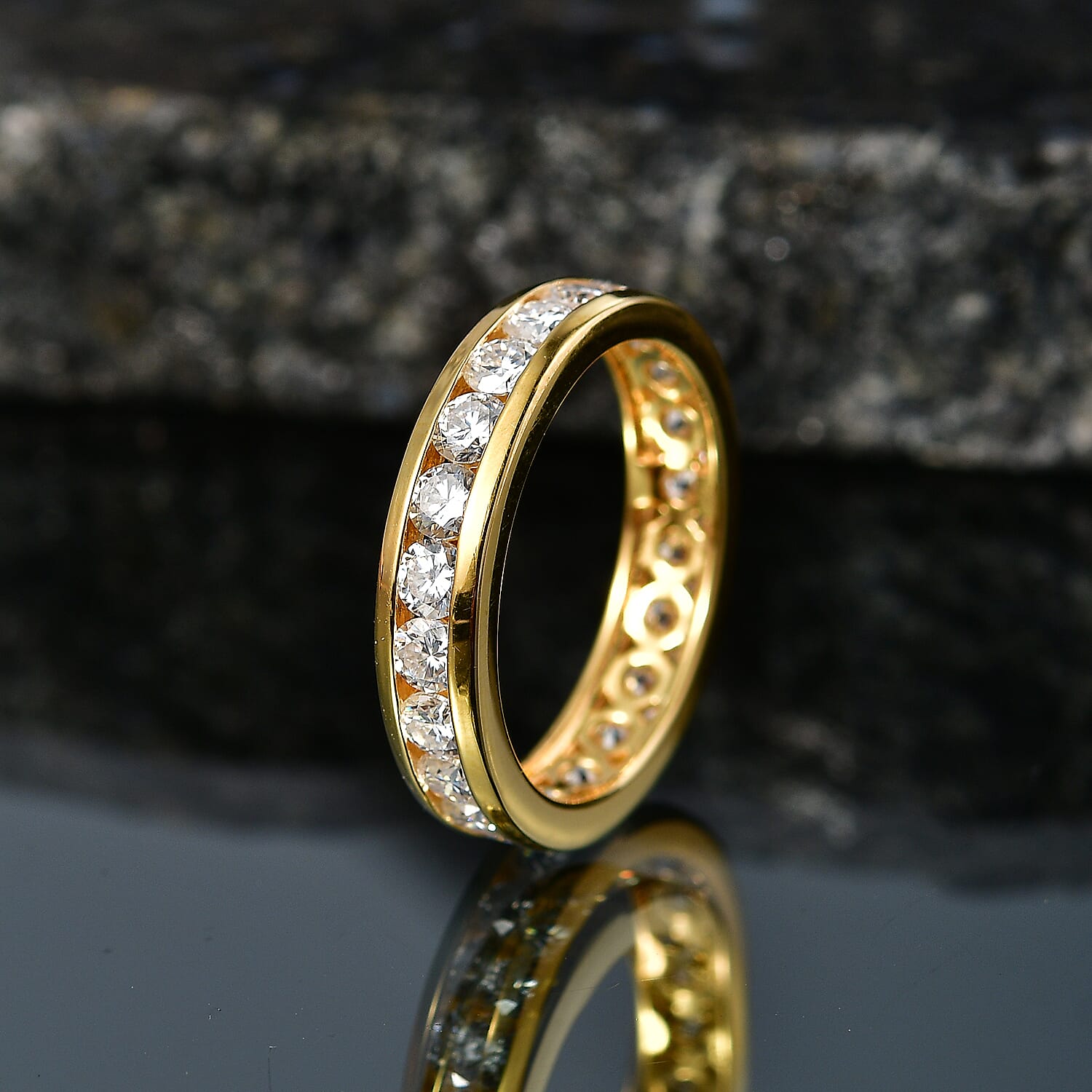 D'Joy - Moissanite Ring in Yellow Gold Plated Sterling Silver 2.10 Ct.