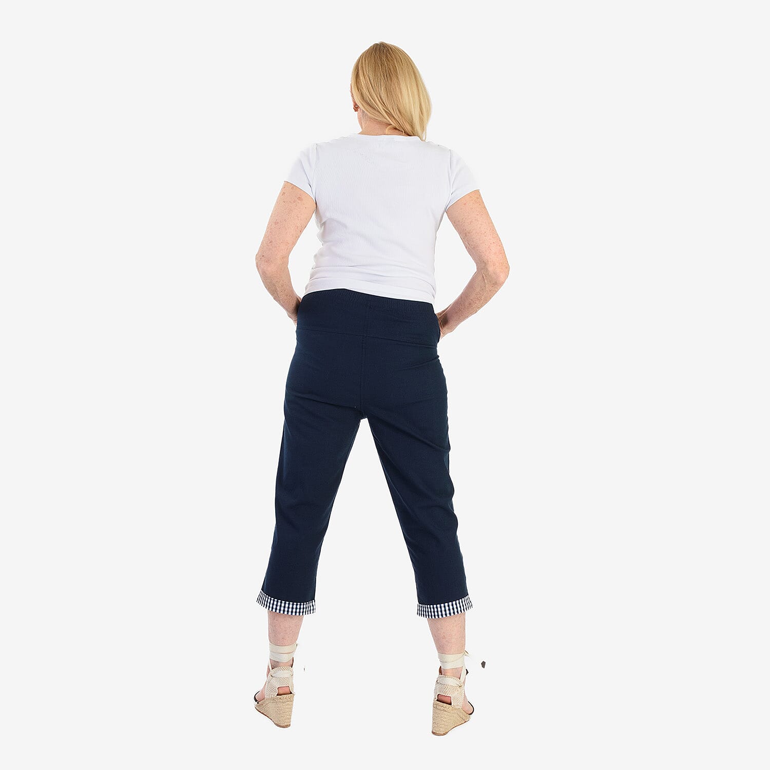 Pure And Natural Cotton Trousers With 21Inch Inseam (Size 16) - Navy