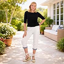 Pure And Natural Cotton Trousers With 21Inch Inseam (Size 12) - White