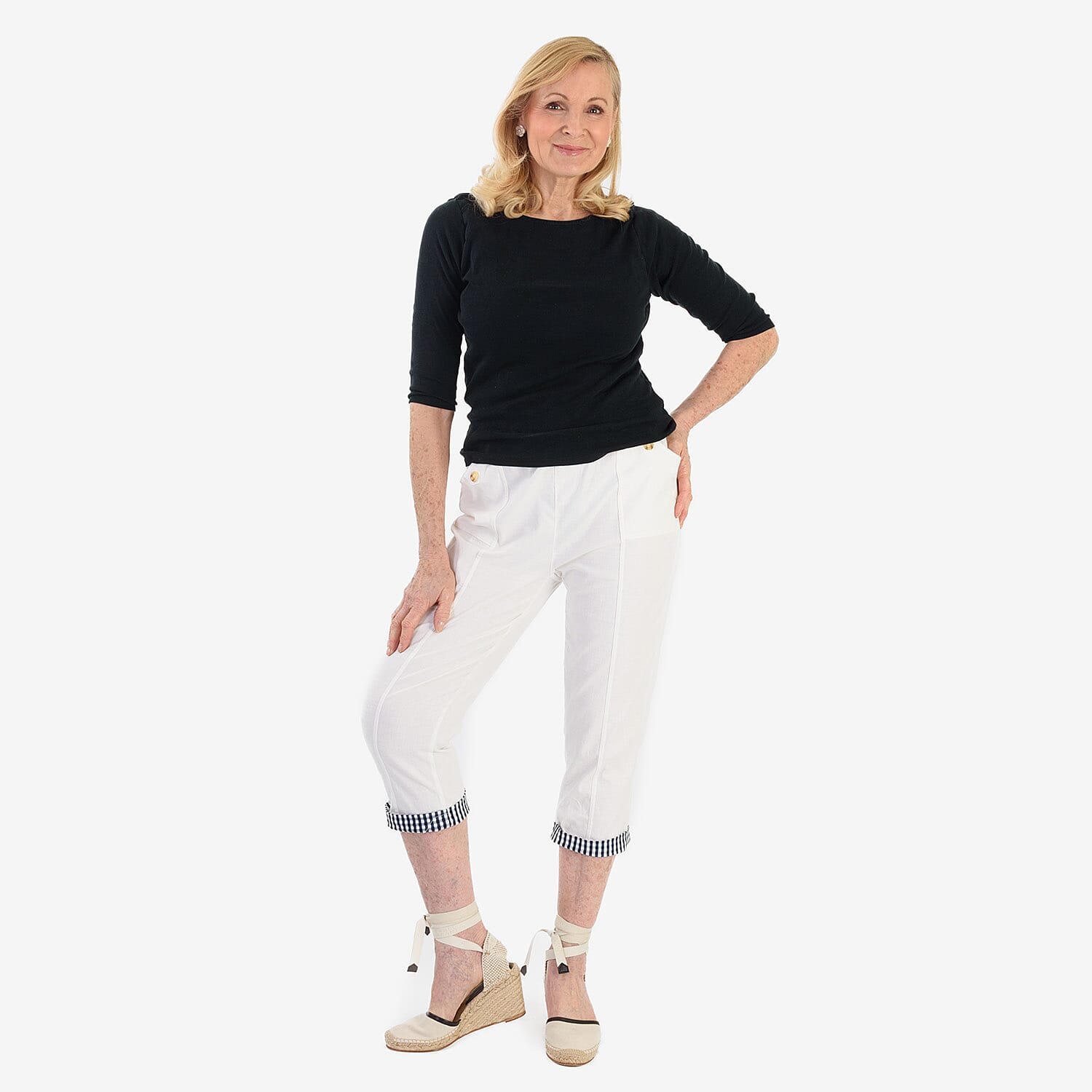 Pure And Natural Cotton Trousers With 21Inch Inseam (Size 18) - White