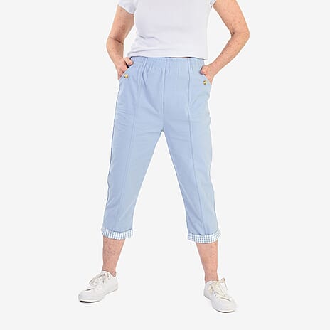 Pure And Natural Cotton Trousers With 21Inch Inseam (Size 12) - Sky
