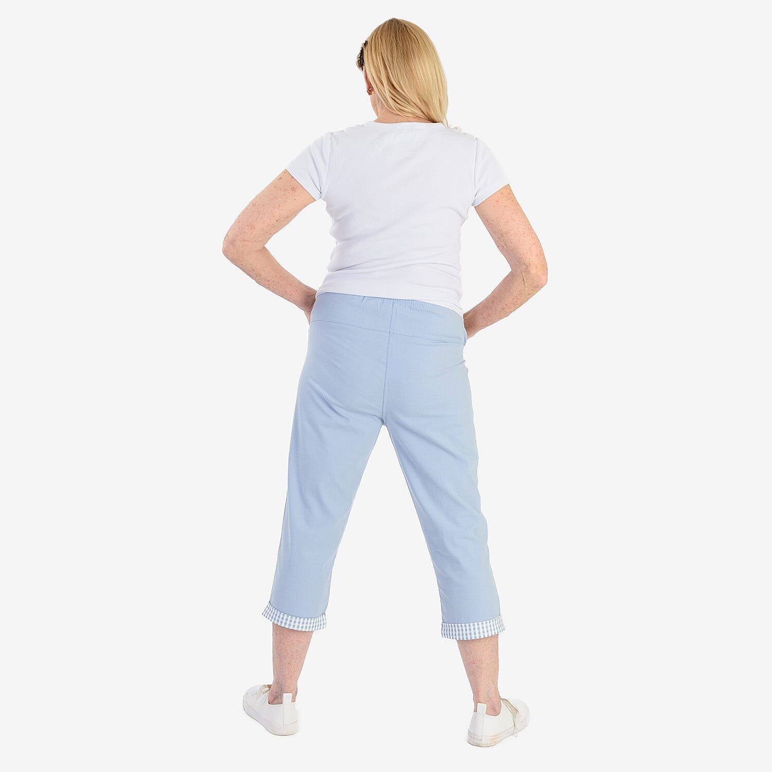 Pure And Natural Cotton Trousers With 21Inch Inseam (Size 10) - Sky