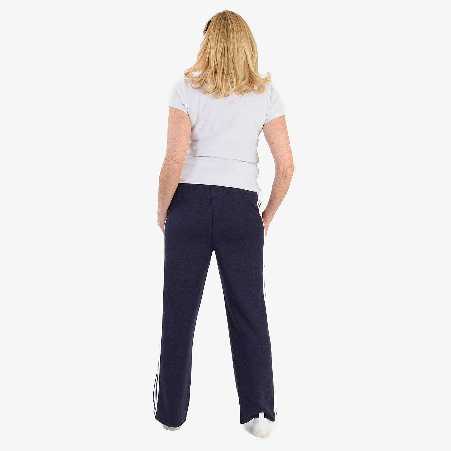 Pure And Natural Elastcated Waist Band Stripe Trousres (Size S) - Navy