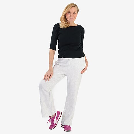 Pure And Natural Elastcated Waist Band Stripe Trousres (Size S) - Grey