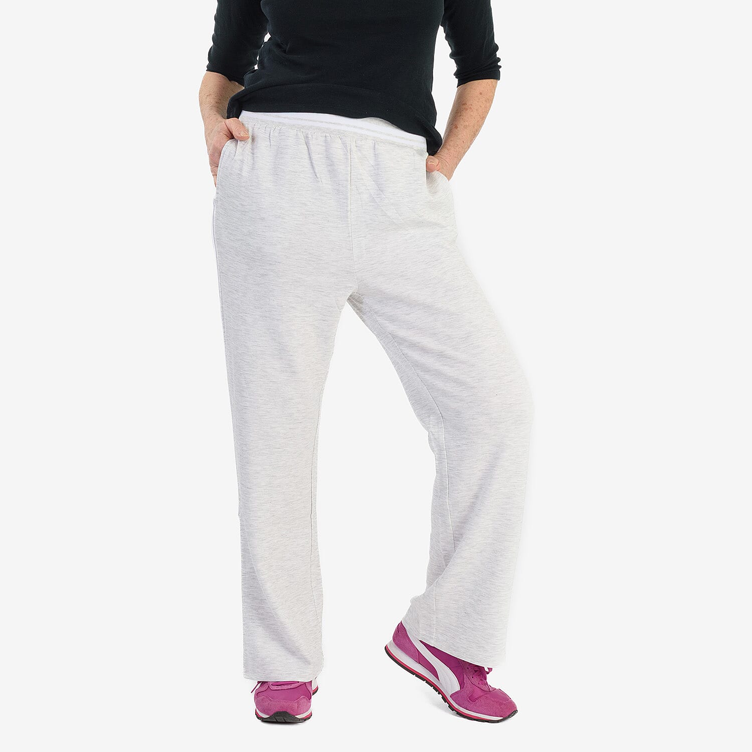 Pure And Natural Elastcated Waist Band Stripe Trousres (Size S) - Grey