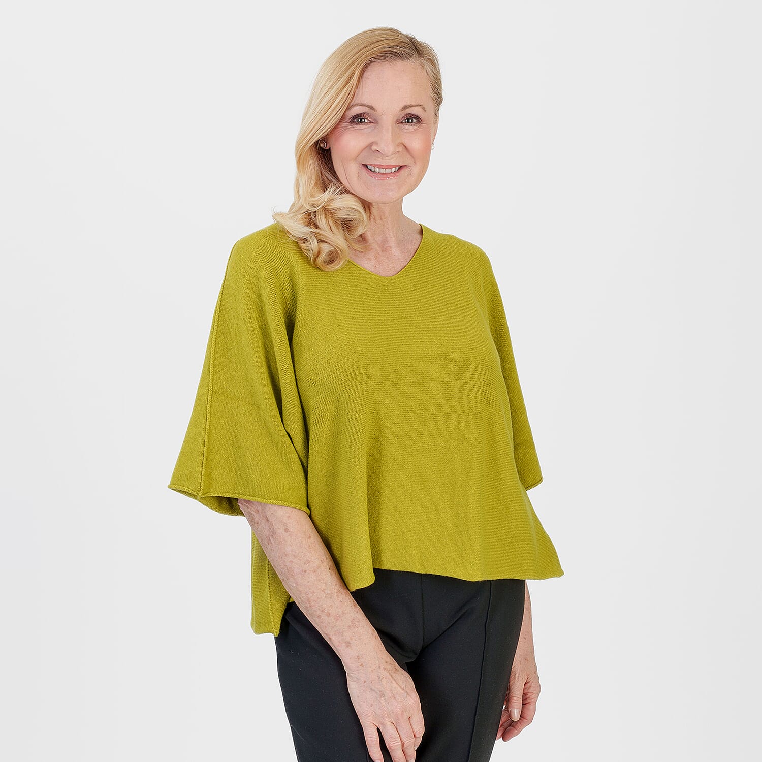 Pure And Natural Made in Italy Batwing Knitted Top (One Size, 10-20) - Lime