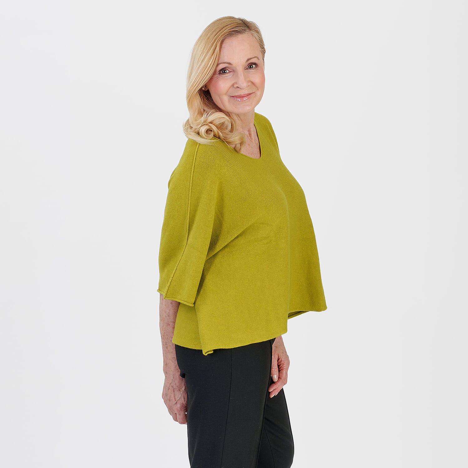 Pure And Natural Made in Italy Batwing Knitted Top (One Size, 10-20) - Lime