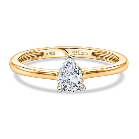 Luxuriant - Lab Grown Diamond(SI) Pear Ring in 18K Vermeil Yellow Gold Plated Sterling Silver 1.07 Ct.