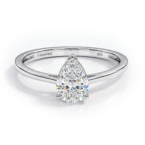 Luxuriant - Lab Grown Diamond(SI) Pear Ring in Rhodium Overlay Sterling Silver 1.08 Ct.
