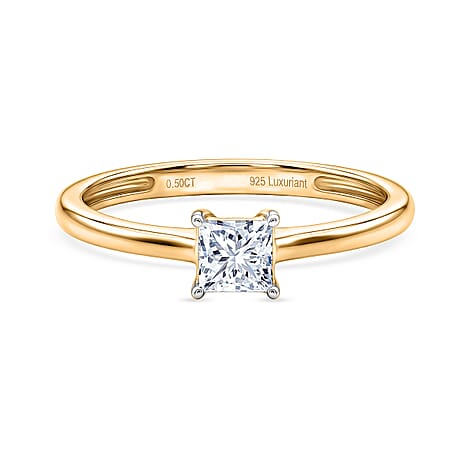 Luxuriant - Lab Grown Diamond(SI) Princess Ring in 18K Vermeil Yellow Gold Plated Sterling Silver 1.61 Ct.