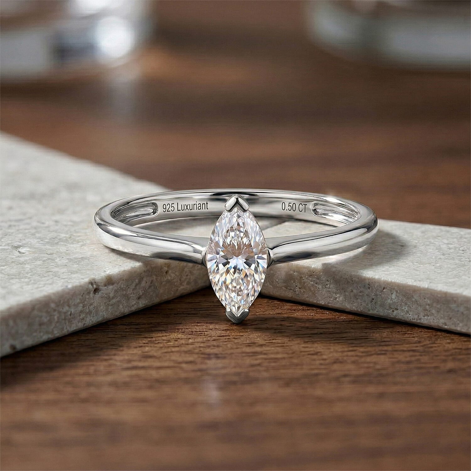 LUXURIANT 0.5 Ct. Lab Grown Diamond Solitaire Ring in Sterling Silver