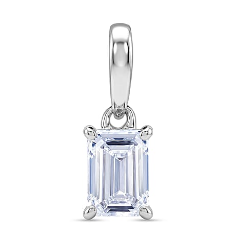 Luxuriant - Lab Grown Diamond Emerald (SI) Pendant in Rhodium Overlay Sterling Silver 0.52 Ct.