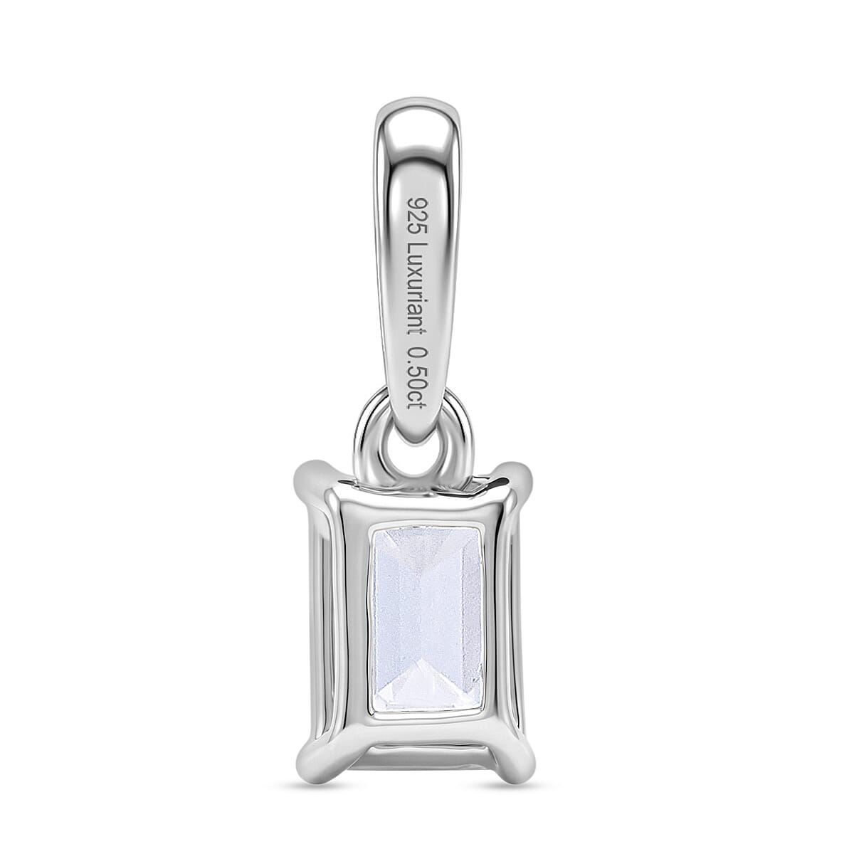 Luxuriant - Lab Grown Diamond Emerald (SI) Pendant in Rhodium Overlay Sterling Silver 0.52 Ct.