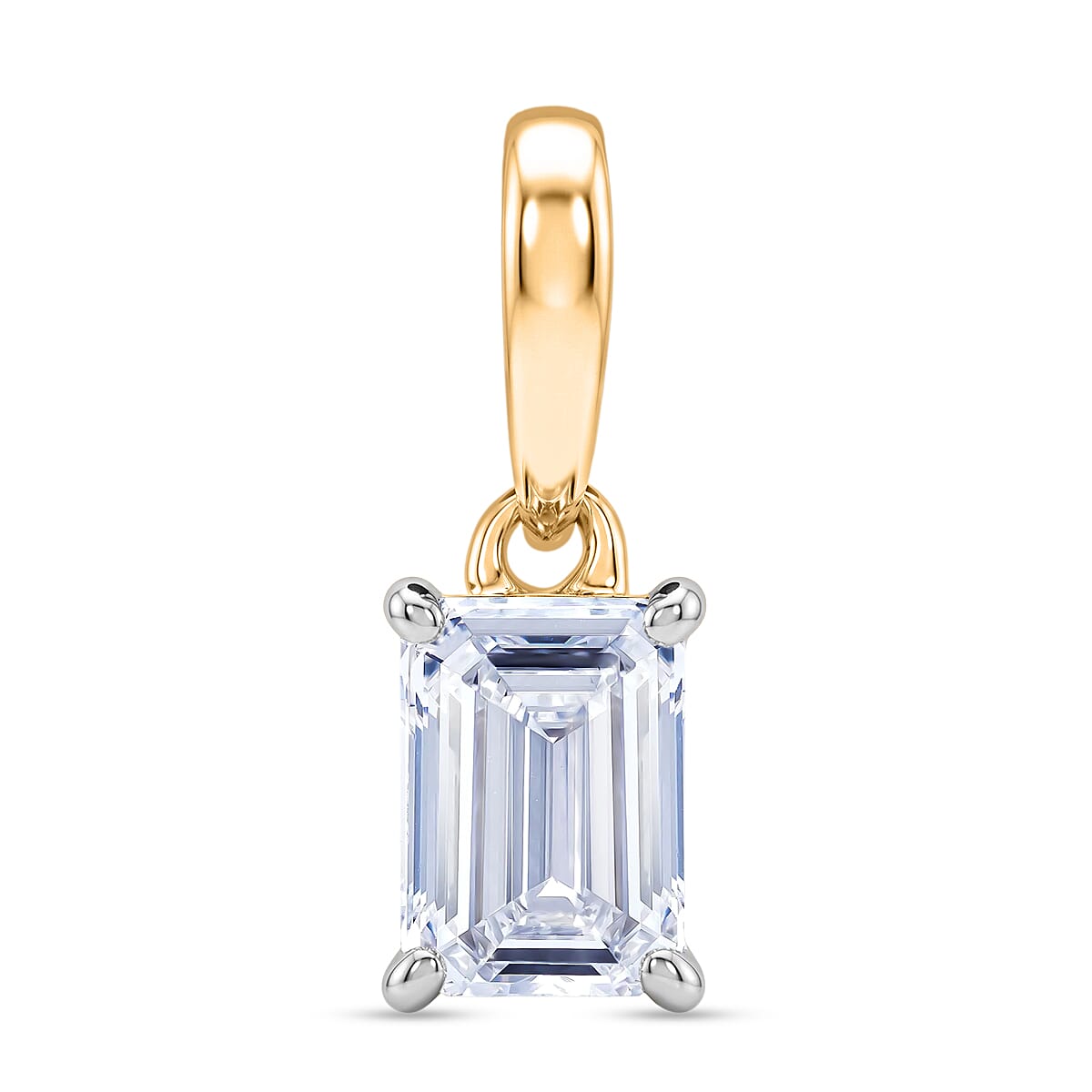 Luxuriant - Lab Grown Diamond Emerald (SI) Pendant in 18K Vermeil Yellow Gold Plated Sterling Silver 0.52 Ct.