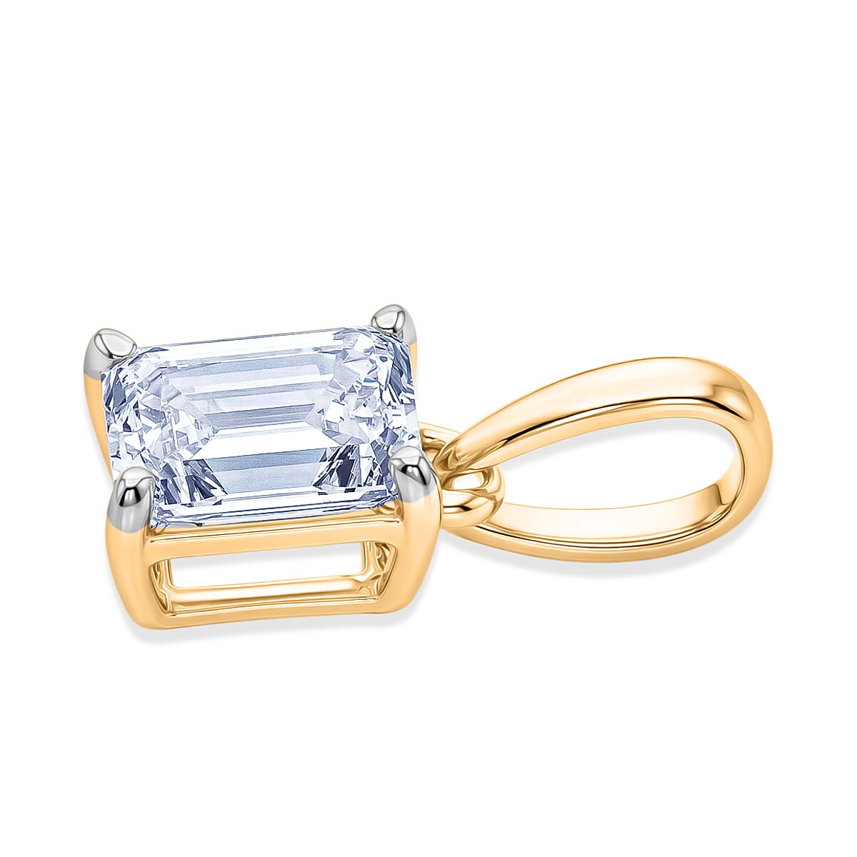 Luxuriant - Lab Grown Diamond Emerald (SI) Pendant in 18K Vermeil Yellow Gold Plated Sterling Silver 0.52 Ct.