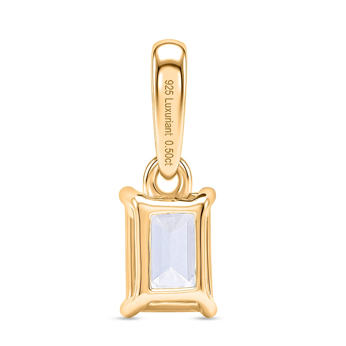 Luxuriant - Lab Grown Diamond Emerald (SI) Pendant in 18K Vermeil Yellow Gold Plated Sterling Silver 0.52 Ct.