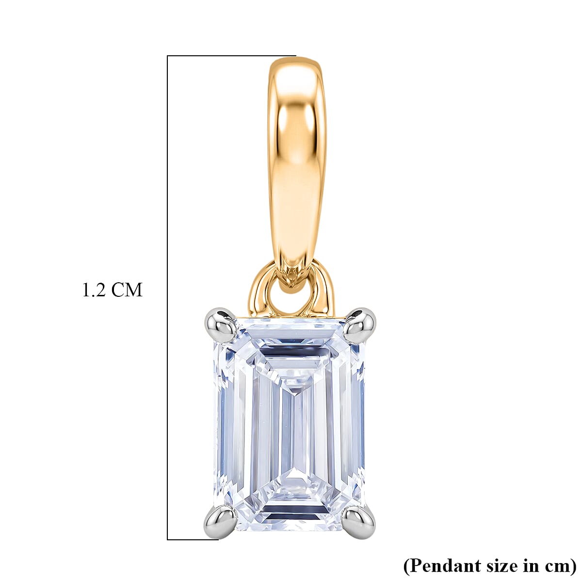 Luxuriant - Lab Grown Diamond Emerald (SI) Pendant in 18K Vermeil Yellow Gold Plated Sterling Silver 0.52 Ct.