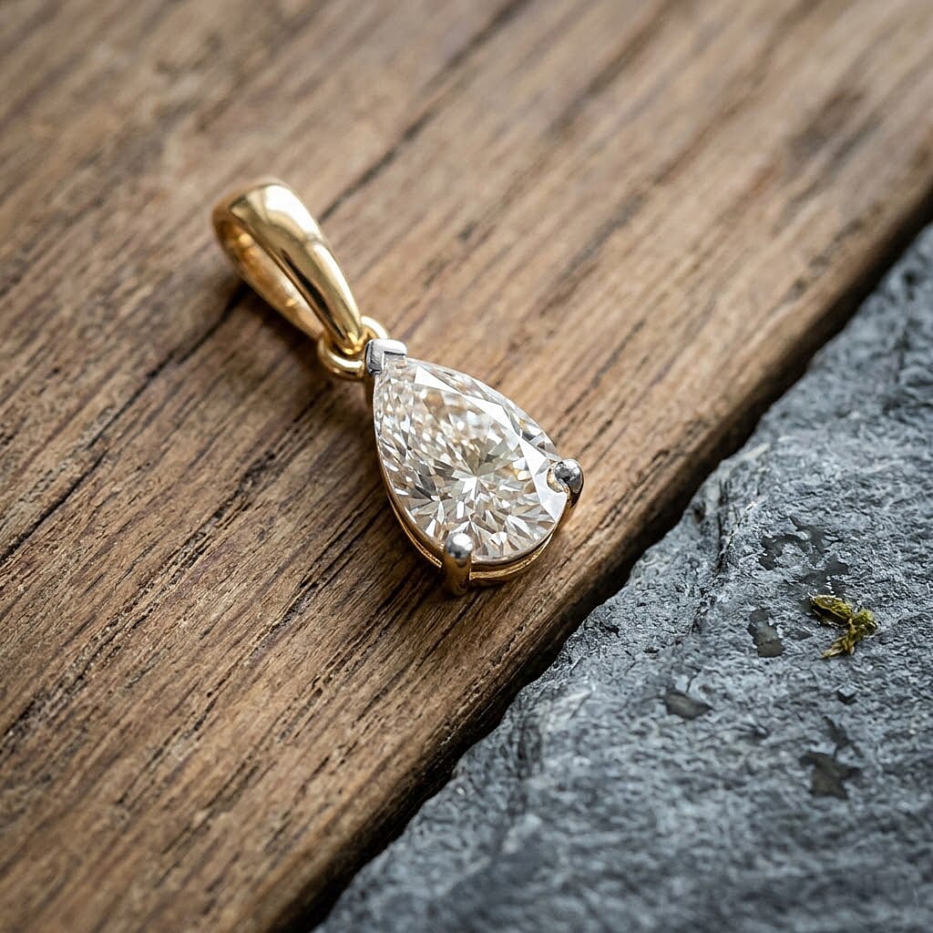 Luxuriant - Lab Grown Diamond (SI) Pear Pendant in 18K Vermeil Yellow Gold Plated Sterling Silver 0.50 Ct.